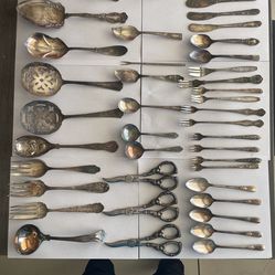 Vintage Silverplate Flatware Lot – Rogers Bros Serving Pieces, Grape Scissors, 40+ Pieces
