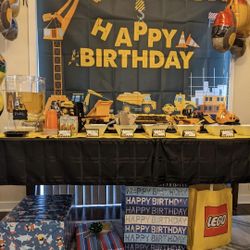Construction themed canvas photo backdrop 6x4ft.