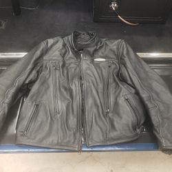 Harley FXRG Padded Leather Jacket, Leather Chaps, And Helmet
