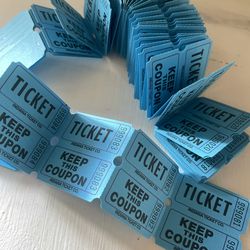 Double Stub Raffle Tickets Blue Lot Event Admit One