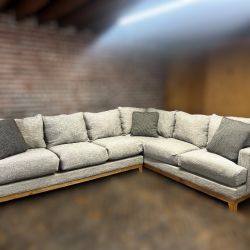 Free Delivery-Gray L shape 2pc sectional sofa couch