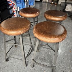 Pottery Barn Leather Bar Stools