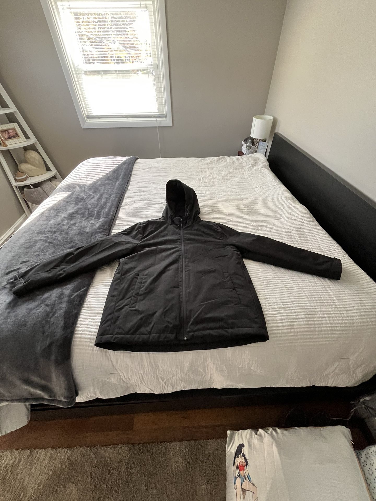 Men’s Black XXL Nylon Fleece Lined Hooded Jacket