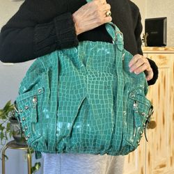 Kathy Van Zeeland Large Turquoise Tote Purse