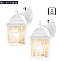2-Pack Dusk to Dawn Outdoor Wall Light, Waterproof Exterior Wall Lantern Lighting Fixtures with Photocell Sensor, White Outside Sconce with E26 Socket