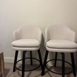 Counter height Bar stool chair cloth beige swivel 26”