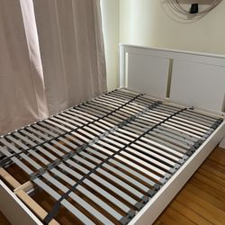 Full Size Bed Frame, Mattress Topper and Mattress