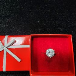 14K White Gold CZ Solitaire Ring (A29)