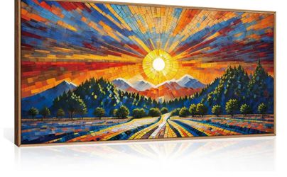 HOURIA Large Colorful Boho Mountain Framed Canvas Wall Art
40X20 