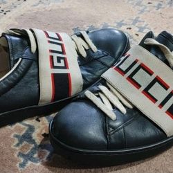 Gucci Ace Stripe Sneakers Leather, Size 8