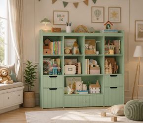 Kids Toy Storage Organizer, Large Toy Storage Chest with Removable Bins, 46" H Kids Bookshelf and Bookcase with Drawers for Boys and Girls, Modern Toy