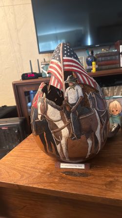 Original Judy Arrigotti Signed Gourd Sculpture Art "Independence Day" 2014 Limited 14/2