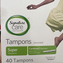 Signature Care Premium Super Absorbency Unscented Cardboard Tampons