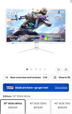 dgview391wht 2560x144 39inch gaming monitor (READ DESCRIPTION)
