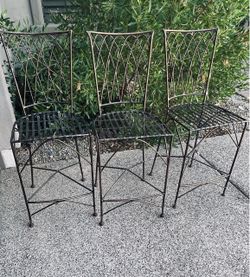 Set of 3 Wrought Iron Stools