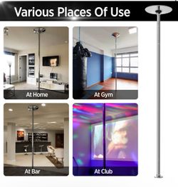 Portable Spinning & Static Dance Pole, Height Adjustable 7-9 FT Removable Dancing Pole for Home Indoor Use, Silver