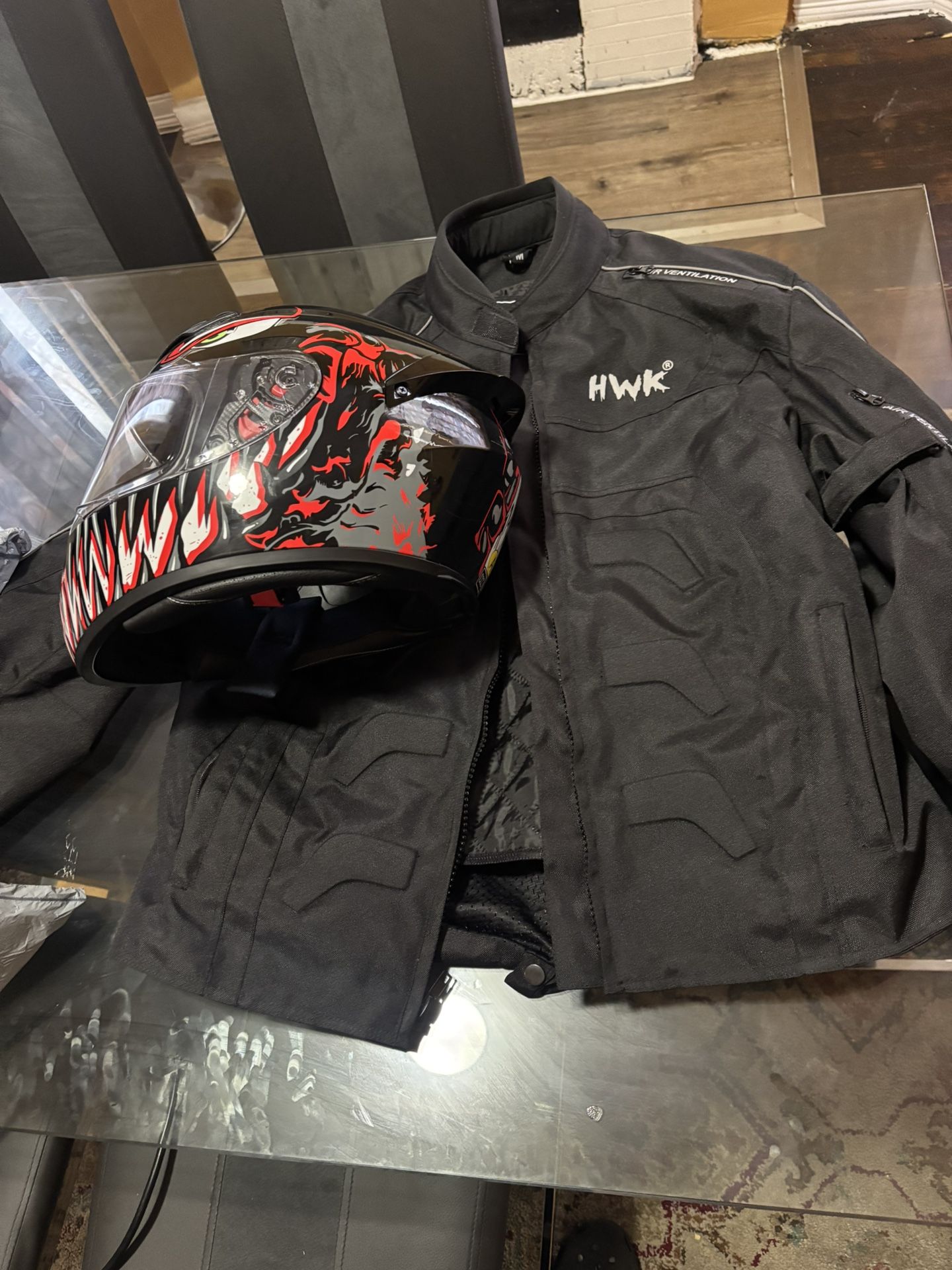 Motorcycle Helmet And Jacket New