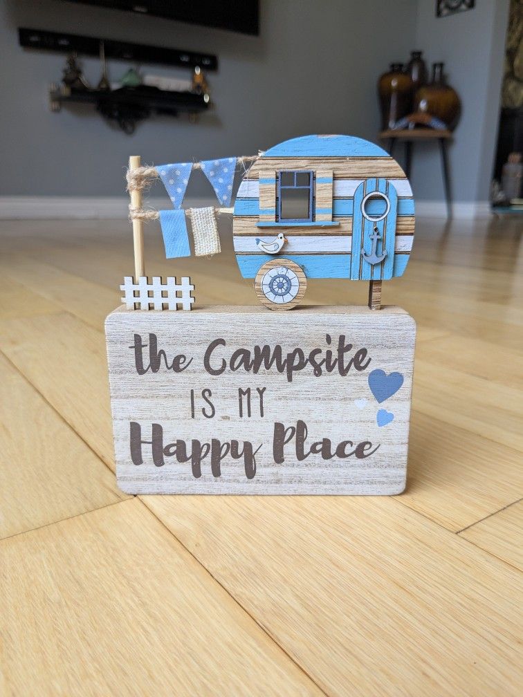 Rustic Caravan BirchWood Home Decor "Campsite Is My Favorite Place" Nomad Camping 6"x5". outdoor lovers!