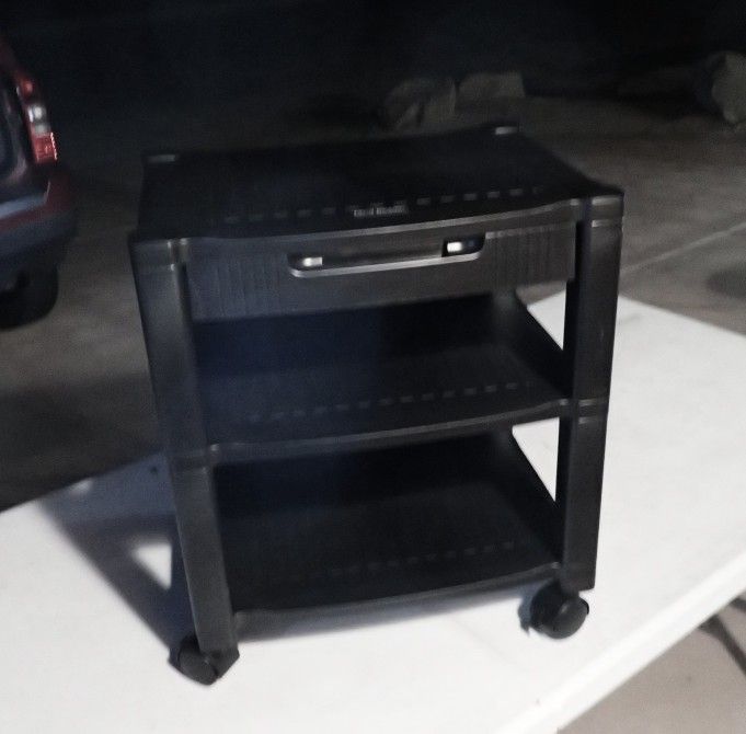 Black Rolling Cart Printer Stand with Drawer