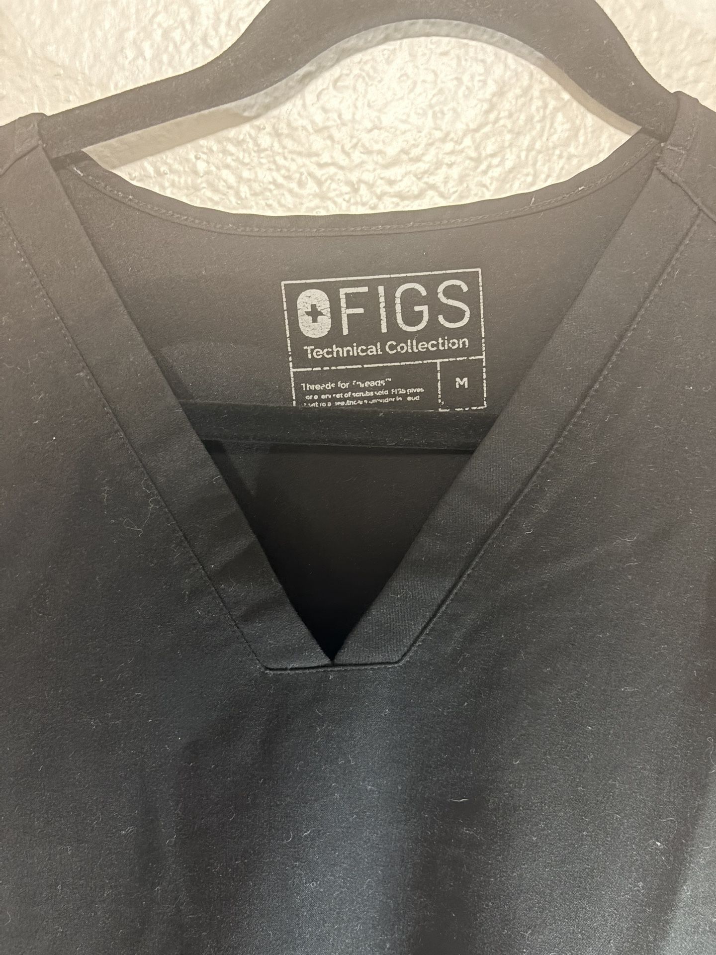 Figs Medium Nurse Scrubs Shirt Top M Black Small Stain
