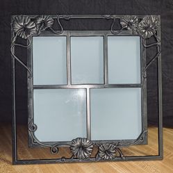 PEWTER ALL MEDAL 5 PHOTOGRAPH FRAME by THE WESTON GALLERY ILLINOIS MORNING GLORY & VINES AROUND FRAME