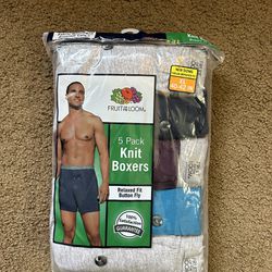 Fruit Of The Loom MEN’S 5 PACK KNIT BOXERS, NEW in Package, Size XL