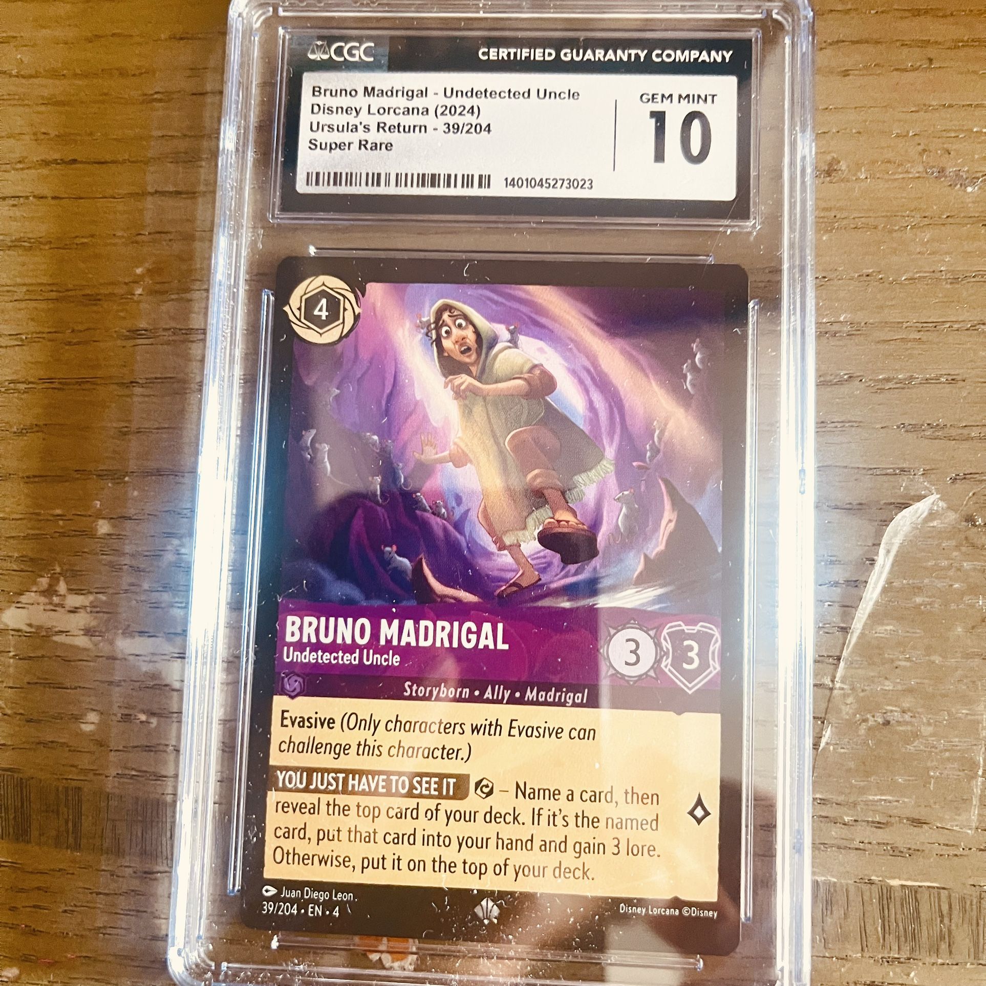2024 DISNEY LORCANA D23 COLL BRUNO MADRIGAL - UNDETECTED UNCLE CGC 10 GEM MINT