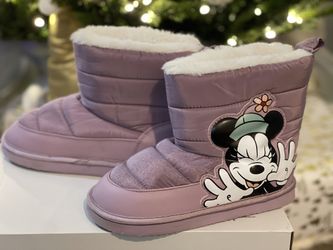 H&M Shoes | Disney x H&M | Padded Boots with Minnie Print Design | Color: Purple | 