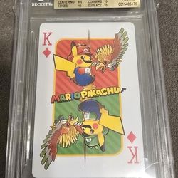 2016 POKEMON CENTER MARIO PIKACHU PLAYING CARDS KING OF DIAMONDS BGS 10