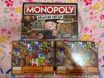 Monopoly Cheaters Edition + 2 Grinch Puzzle Advent Calendars $10 Each (Pick Up Only)