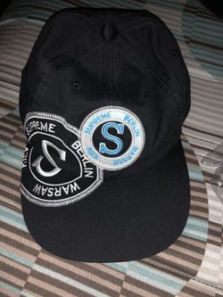 Supreme Stamp 6-Panel Black and Snakeskin Corduroy Camp Cap Tan