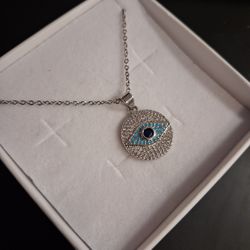 Stainless Steel Secret  Eye 👁 Necklace And Pendant  New 20 Inch Chain