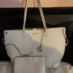 Michael Kors Eggshell Tote and Matching Wristlet 