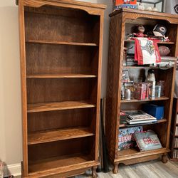 Solid oak 6’ bookshelves- pair