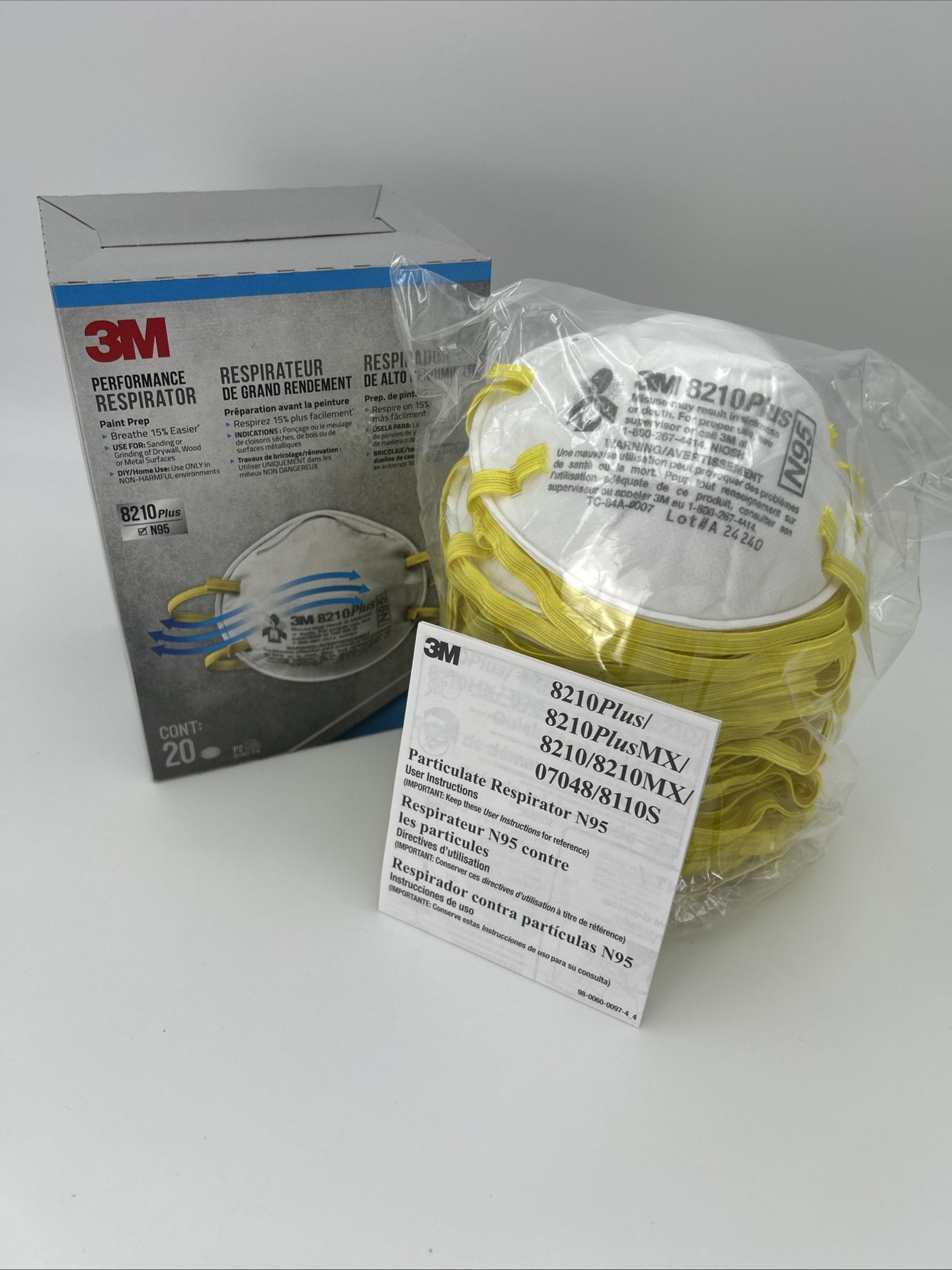3M N95 Masks 8210 Plus, 1 Case=80 Masks