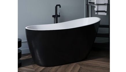 NEW! STREAMLINE Glossy Black Acrylic Oval Freestanding Soaking Tub Model # NHR-980-567-BL