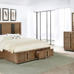 4PCS QUEEN BEDROOM SET ASH BROWN  (Co224900)$1699 DELIVER AVAILABLE  