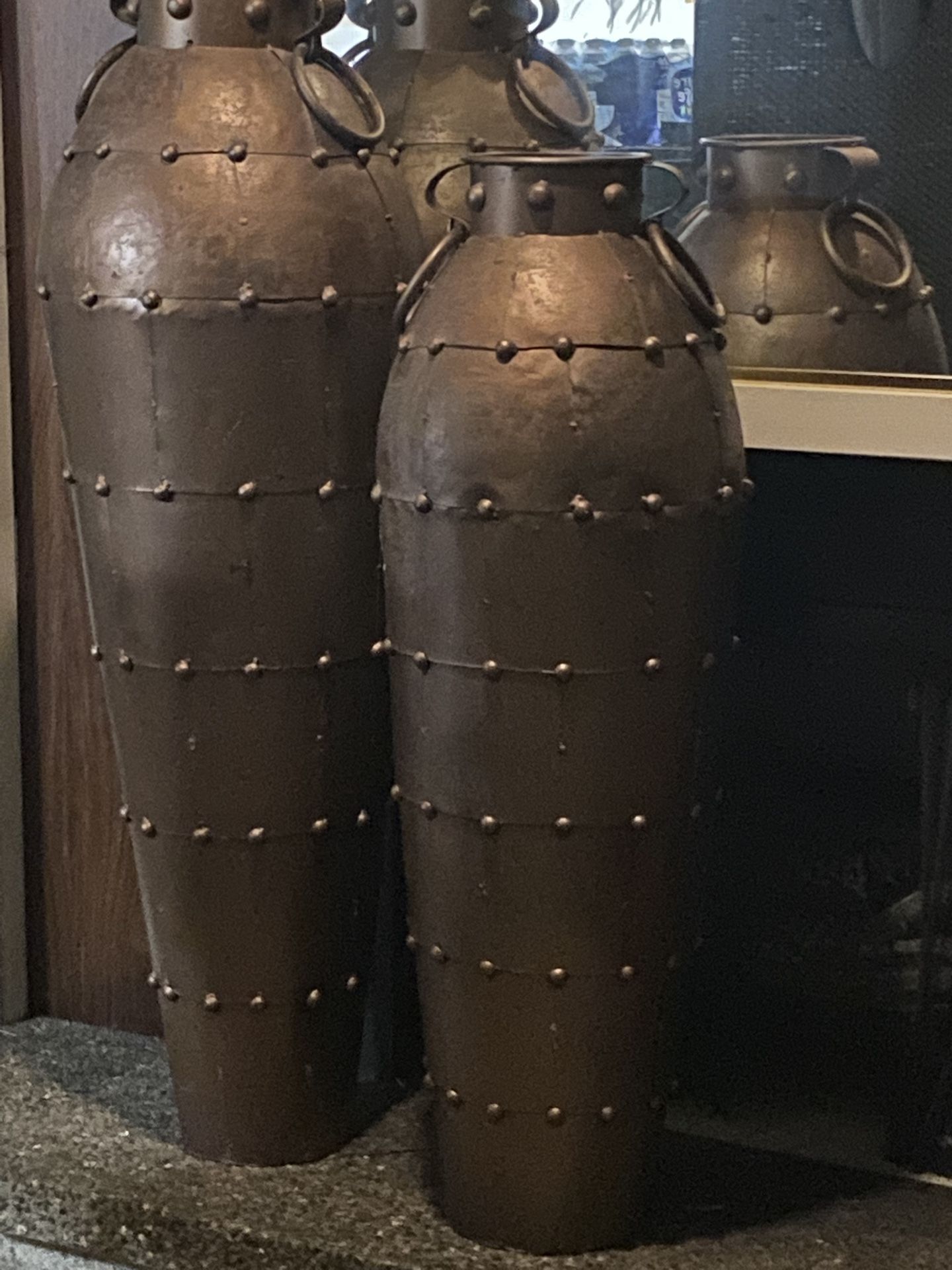 Vintage Rustic Metal Floor Vases
