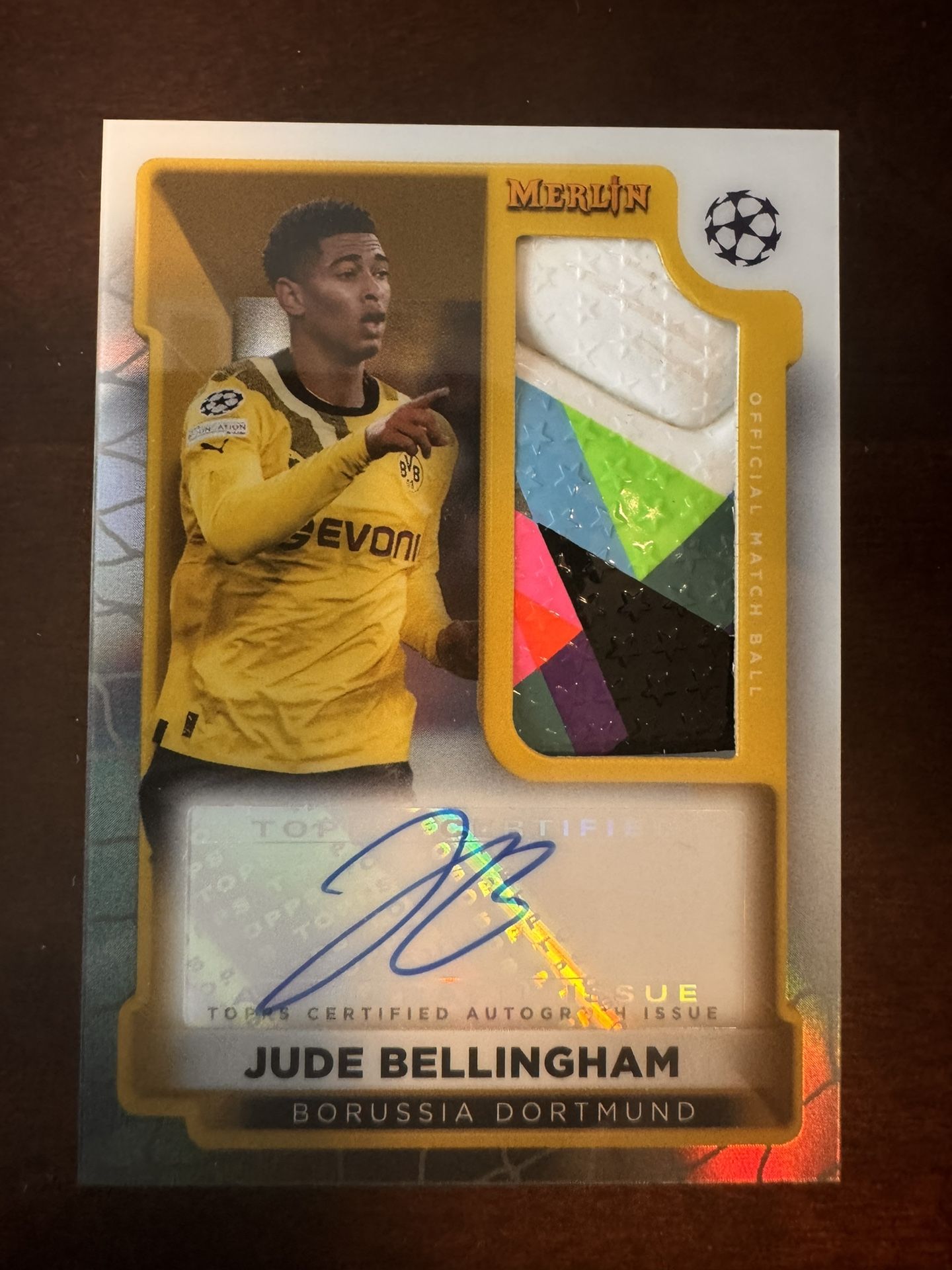 2023 Topps Merlin Jude Bellingham Match Ball Auto Dortmund