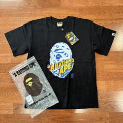 Bape Blue and Yellow Tee Shirt " A RISING APE"