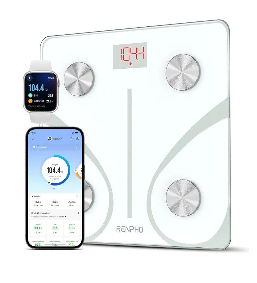 RENPHO Smart Scale for Body Weight, Digital Bathroom Scale BMI Weighing Bluetooth Body Fat Scale, Body Composition Monitor Health Analyzer with Smartp