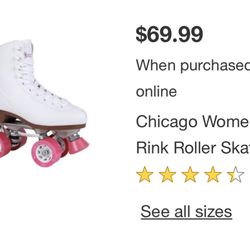 Chicago Brand Roller Skates - White Size 7 Run Big ( Fits 7.5-8) 