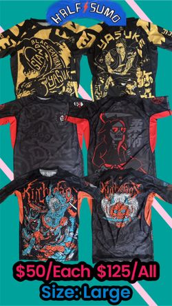 3 Half Sumo BJJ Rash guards Size L 