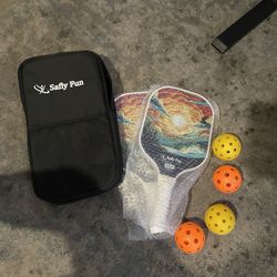 SAFLY FUN Pickleball Paddles Set of 2, T700 Carbon Fiber Pickleball Paddle Sandblasted Surface with Honeycomb Core for Beginners Increased Spin Contro