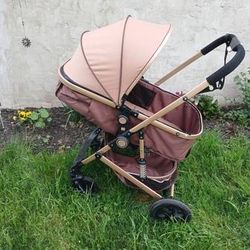 Baby Stroller Newborn Foldable Pushchair with Adjustable Canopy 