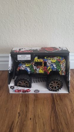 Friction-Powered Toy Monster Truck With a Graffiti-Style Design New.