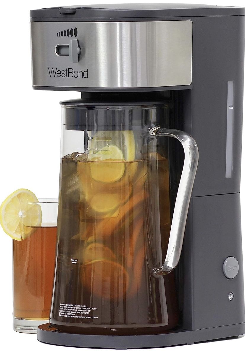 West Bend IT500 Iced Tea Maker or Iced Coffee Maker Includes an Infusion Tube to Customize the Flavor, Features Auto Shut-Off, 2.75-Quart, Black
