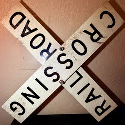 Vintage Railroad Crossing Crossbuck Sign – Authentic Aluminum, 48” Blades 