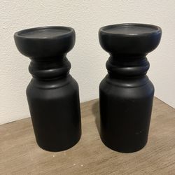 Black Set Of Ceramic Candle Holders $10