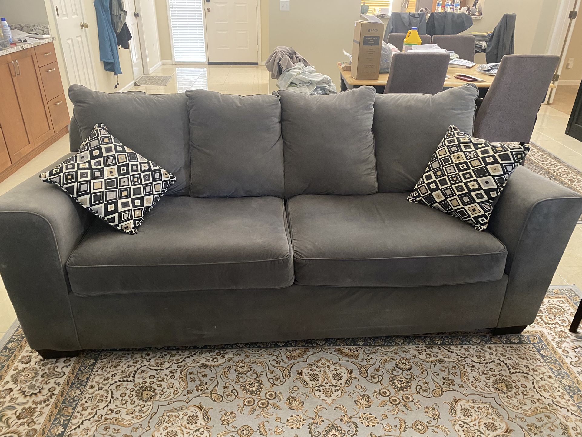 Gunsmoke (grey) Microfiber Sofa – 88” x 37” x 38”